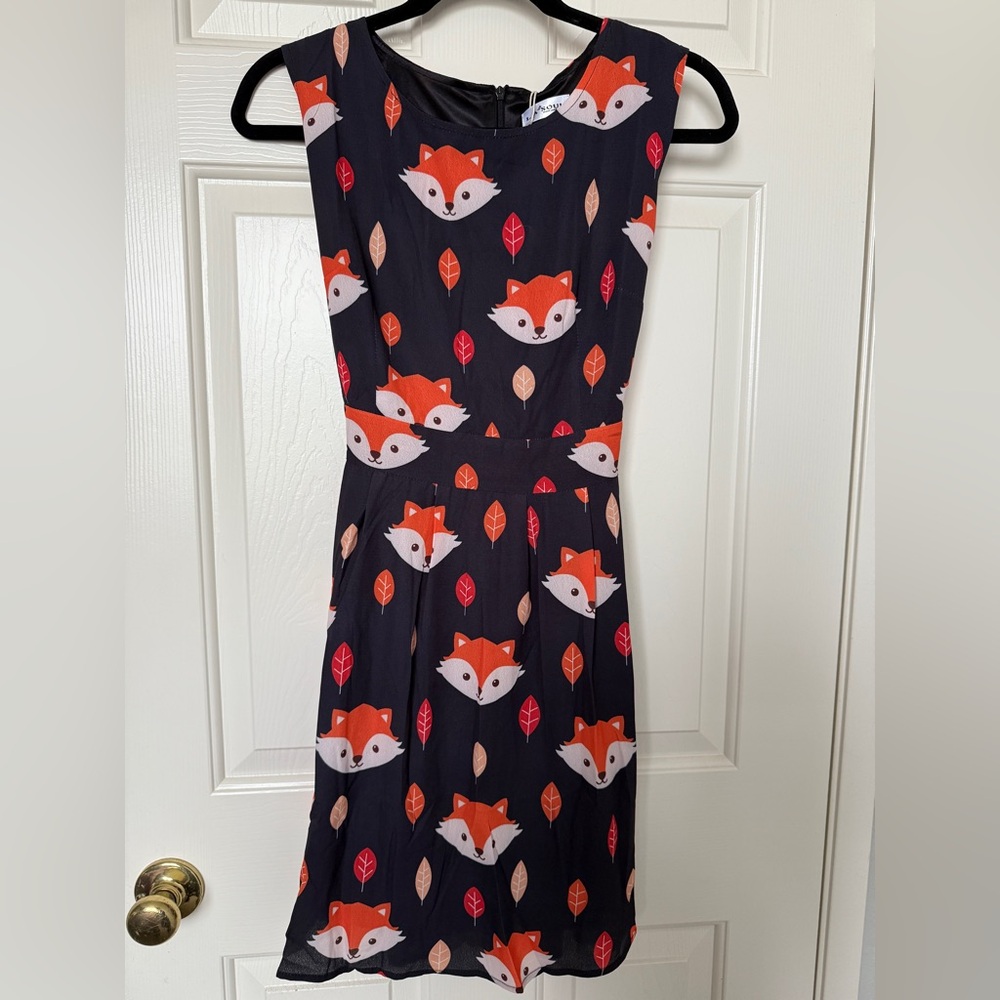 Fox Print Sleeveless Dress Small NWT
